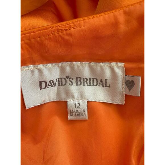David’s Bridal Women’s One Shoulder Ruched Orange Cocktail Party Dress size 12 - Picture 4 of 7